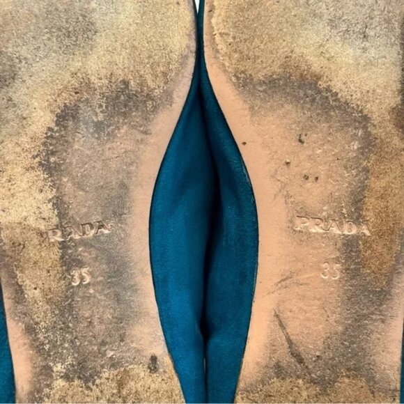 Prada teal suede rose ballet flats size 35 - Picture 6 of 6